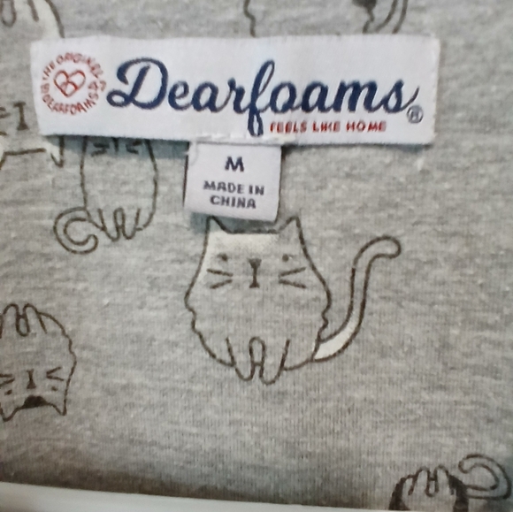 Dearfoams Cat Print Gray Button-Up Nightshirt Women's Medium Cozy Loungewear - Picture 4 of 5